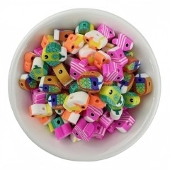 Little Fish Mixed Color Handmade Polymer Clay Beads, Approx 10mm, 50pcs/bag, Sell by Bags