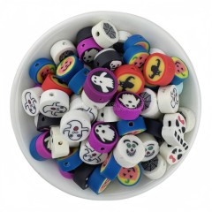 Halloween Mixed Color Handmade Polymer Clay Beads, Approx 10mm, 50pcs/bag, Sell by Bags