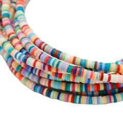 Mixed Color(Light Color Series) Polymer Clay Flat Round/Disc/Heishi Beads Strands, Approx 3-6mm, 38-40cm/strand