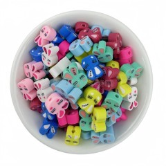 Bunny Mixed Color Handmade Polymer Clay Beads, Approx 10mm, 50pcs/bag, Sell by Bags