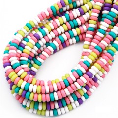 Mixed Color(Light Color Series) Polymer Clay Flat Round/Disc/Heishi Beads Strands, Approx 4x7mm, 38-39cm/strand