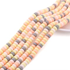 Yellow Polymer Clay Smooth Flat Round/Disc/Heishi Beads Strands, Approx 3x6mm, 38-39cm/strand