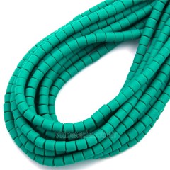 Malachite Green Polymer Clay Smooth Columns Strands, Approx 6x6mm, 37-38cm/strand