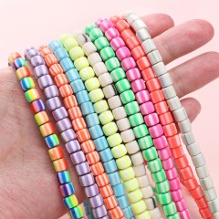 Beige Polymer Clay Smooth Columns Strands, Approx 6x6mm, 37-38cm/strand