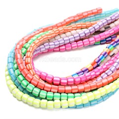 Beige Polymer Clay Smooth Columns Strands, Approx 6x6mm, 37-38cm/strand