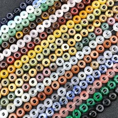 Fancy Jasper/Indian Agate Big Hole Smooth Rondelles/Donut Beads Strands, Approx 5x10mm, 20pcs/strand
