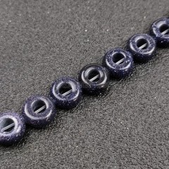 Blue Sandstone Big Hole Smooth Rondelles/Donut Beads Strands, Approx 5x10mm, 20pcs/strand