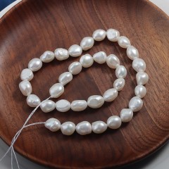 Natural Cultured White Freshwater Pearls Through-drilled Nuggets Beads Strands, Approx 9mm, 35-36cm/strand