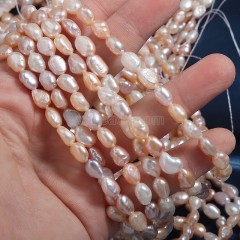Natural Cultured Multicolor Freshwater Pearls Through-drilled Nuggets Beads Strands, Approx 6-7mm, 36-38cm/strand