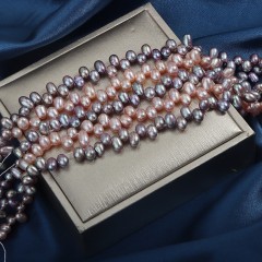 Natural Cultured Dark Purple/Pinkish Purple Freshwater Pearls Three-Seven Off-centered Drilled Rice Beads Strands, Approx 4-5mm, 36-38cm/strand