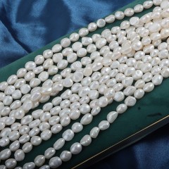Natural Cultured White Freshwater Pearls Through-drilled Nuggets Beads Strands, Approx 9mm, 35-36cm/strand