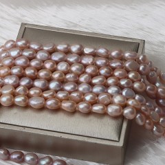 Natural Cultured White/Pinkish Orange/Pinkish Purple Freshwater Pearls Through-drilled Nuggets Beads Strands, Approx 8mm, 34-35cm/strand