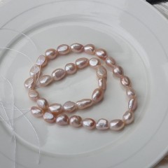 Natural Cultured White/Pinkish Orange/Pinkish Purple Freshwater Pearls Through-drilled Nuggets Beads Strands, Approx 8mm, 34-35cm/strand