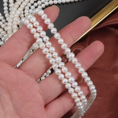 Natural Cultured White Freshwater Pearls Near Round Beads Strands, Approx 4.5-5mm, 35-37m/strand