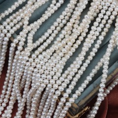 Natural Cultured White Freshwater Pearls Near Round Beads Strands, Approx 4.5-5mm, 35-37m/strand