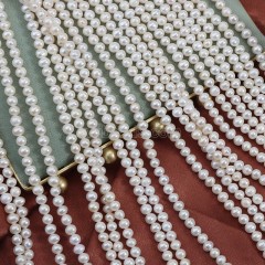 Natural Cultured White Freshwater Pearls Near Round Beads Strands, Approx 4.5-5mm, 35-37m/strand
