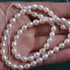 Natural Cultured White Freshwater Pearls Rice Beads Strands, Approx 5-6mm, 36-38cm/strand