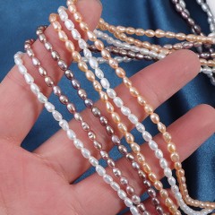 Natural Cultured White/Pinkish Orange/Pinkish Purple Freshwater Pearls Rice Beads Strands, Approx 2.5-3mm, 35-37cm/strand