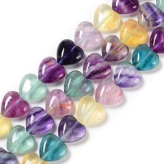 A Grade Multicolor Fluorite Smooth Puffy Hearts, Approx 10-12mm, 38cm/strand