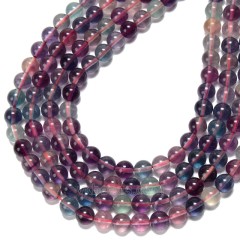 AA Grade Multicolor Fluorite Smooth Round Beads Strands, Approx 6-8mm, 38cm/strand