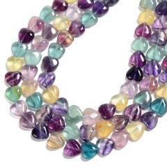 A Grade Multicolor Fluorite Smooth Puffy Hearts, Approx 10-12mm, 38cm/strand