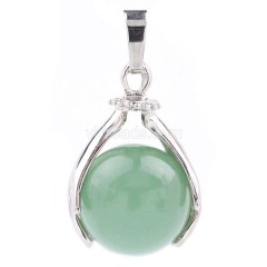 Multi-Gemstone Two Hands Holding Sphere Pendants, with Rhodium Plated Base Metal Findings, Approx 18x27mm, Sell by Piece