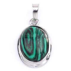 Multi-Gemstone Smooth Oval Pendants, with Rhodium Plated Base Metal Findings, Approx 14x18mm, Sell by Piece