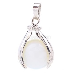 Multi-Gemstone Two Hands Holding Sphere Pendants, with Rhodium Plated Base Metal Findings, Approx 18x27mm, Sell by Piece