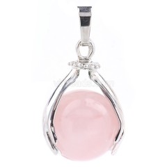 Multi-Gemstone Two Hands Holding Sphere Pendants, with Rhodium Plated Base Metal Findings, Approx 18x27mm, Sell by Piece