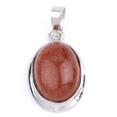 Multi-Gemstone Smooth Oval Pendants, with Rhodium Plated Base Metal Findings, Approx 14x18mm, Sell by Piece