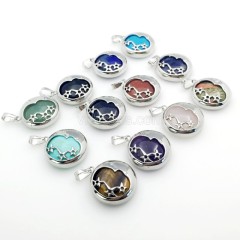 Multi-Gemstone Flat Round Pendants, with Rhodium Plated Moon Star Base Metal Findings, Approx 23x27mm, Sell by Piece