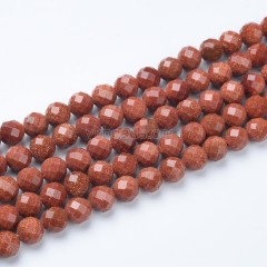 Gold Sandstone Faceted Round Beads Strands, Sharp Facet, Approx 4-8mm, 38cm/strand