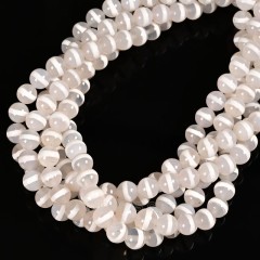 White Stripe Grey Tibetan dZi Agate Smooth Round Beads Strands, Approx 6-10mm, 38cm/strand