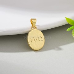 Numeric Clock Gold Color Plated Brass Flat Round Charm Pendants, Sell by Piece