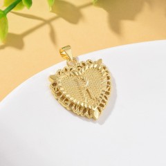 A-Z English Letters Gold Color Plated Brass Heart Shaped Charm Pendants, Approx 22x28mm, Sell by Piece