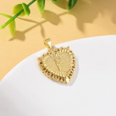 A-Z English Letters Gold Color Plated Brass Heart Shaped Charm Pendants, Approx 22x28mm, Sell by Piece