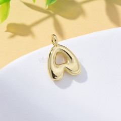 A-Z English Letters Gold Color Plated Brass Charm Pendants, Approx 12x17mm, Sell by Piece