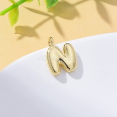 A-Z English Letters Gold Color Plated Brass Charm Pendants, Approx 12x17mm, Sell by Piece