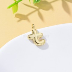 A-Z English Letters Gold Color Plated Brass Charm Pendants, Approx 12x17mm, Sell by Piece