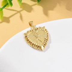 A-Z English Letters Gold Color Plated Brass Heart Shaped Charm Pendants, Approx 22x28mm, Sell by Piece