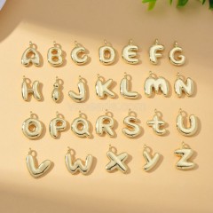 A-Z English Letters Gold Color Plated Brass Charm Pendants, Approx 12x17mm, Sell by Piece