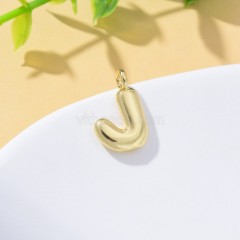 A-Z English Letters Gold Color Plated Brass Charm Pendants, Approx 12x17mm, Sell by Piece