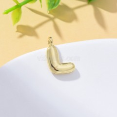 A-Z English Letters Gold Color Plated Brass Charm Pendants, Approx 12x17mm, Sell by Piece