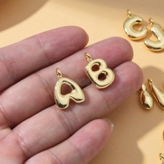 A-Z English Letters Gold Color Plated Brass Charm Pendants, Approx 12x17mm, Sell by Piece