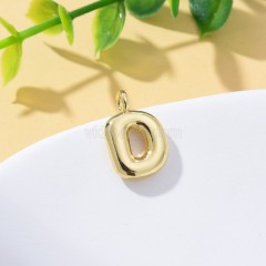 A-Z English Letters Gold Color Plated Brass Charm Pendants, Approx 12x17mm, Sell by Piece