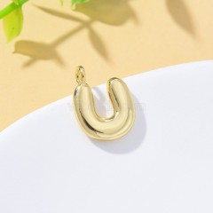 A-Z English Letters Gold Color Plated Brass Charm Pendants, Approx 12x17mm, Sell by Piece