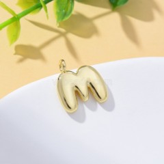 A-Z English Letters Gold Color Plated Brass Charm Pendants, Approx 12x17mm, Sell by Piece