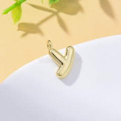 A-Z English Letters Gold Color Plated Brass Charm Pendants, Approx 12x17mm, Sell by Piece