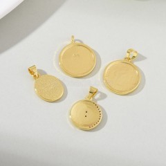Numeric Clock Gold Color Plated Brass Flat Round Charm Pendants, Sell by Piece