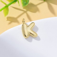 A-Z English Letters Gold Color Plated Brass Charm Pendants, Approx 12x17mm, Sell by Piece